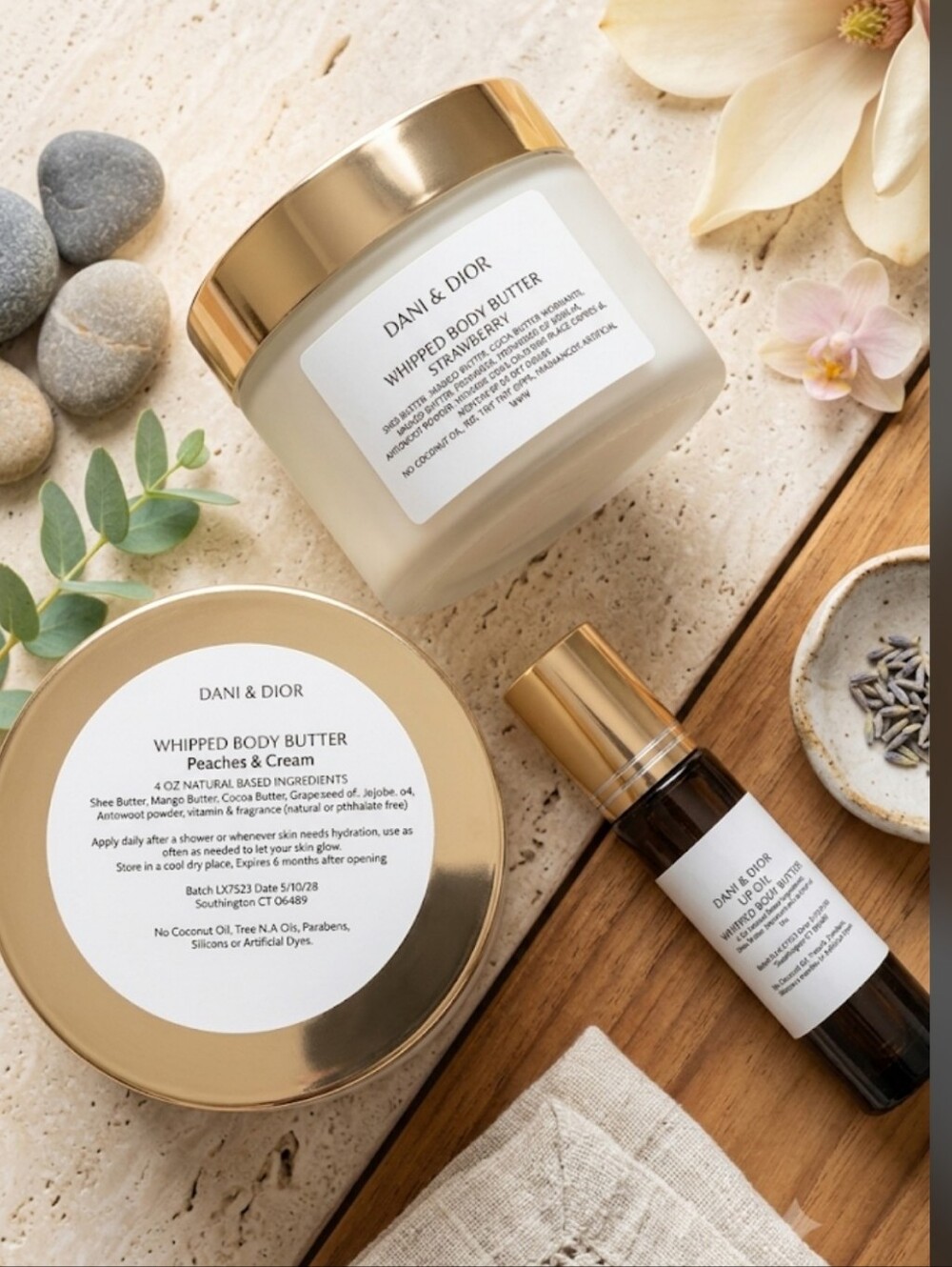 Dani & Dior Whipped Body Butter ~ Peaches, Strawberry & Orange Cream Lip Roller